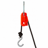 Orange self-locking rope cleat with G hook, S hook and black rope